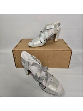 LifeStride Charlotte Strappy Sandals Silver Dress Comfort Heels Wedding Party 9W